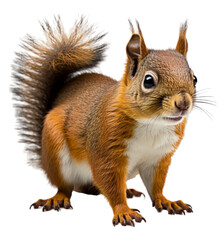 Obraz premium small animal portrait of squirrel isolated on transparent background. generative ai