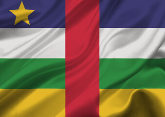 Central african flag waving in the wind.