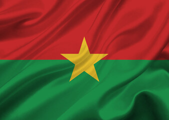 Burkina Faso flag waving in the wind.