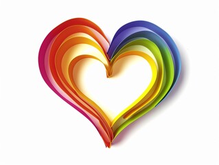 Paper cut rainbow colors heart on white background. LGBT pride symbol.