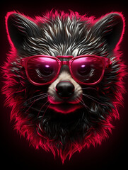 Fototapeta premium T-shirt design, hot pink raccoon, fuzzy, cute, portrait, 3d render, ray tracing created with Generative Ai