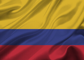 Naklejka premium Colombia flag waving in the wind.