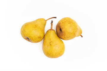 Pears on a white background