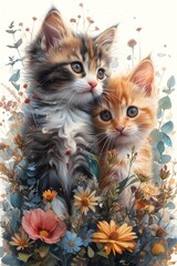 2 kittens in a garden