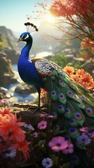 peacock with nice view realestic ai generative image