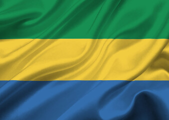 Gabon flag waving in the wind.