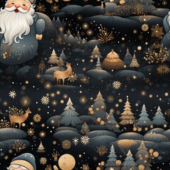 Christmas Santa Claus black pattern background image