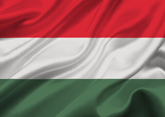 Hungary flag waving in the wind.