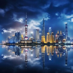 Naklejka premium Panoramic_Shanghai_Urban_View