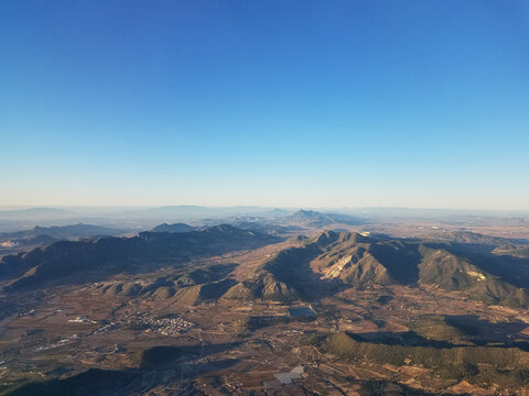 Airplane aerial view of Spain