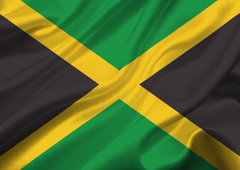 Jamaica flag waving in the wind.