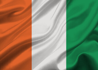 Ivory coast flag waving in the wind.