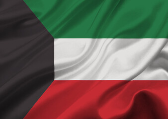 Kuwait flag waving in the wind.
