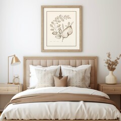 Cozy Bedroom With Bed, Nightstands, and Wall Painting