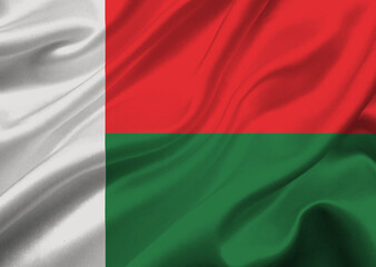 Madagascar flag waving in the wind.
