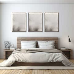 Bedroom With Bed and Two Wall Pictures