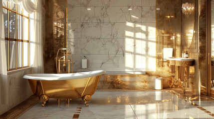 The golden toilet in the photo becomes an expressive accent of the bathroom, bringing it to it, Is