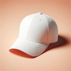 white cap mockup on a peach background