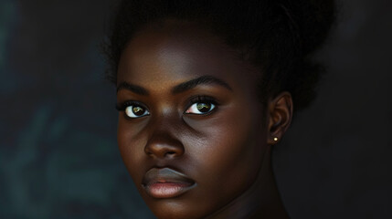 This portrait of the African American embodies the harmony of confidence, deep thoughts and inner