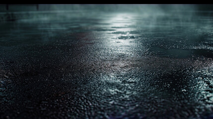 Wet asphalt seems to raise the air, creating around itself a foggy illusion of night magic