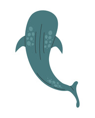 Sea whale vector flat illustration. Undersea world.