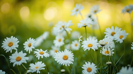 Fototapeta premium flowers scattered across a meadow, forming a delicate and charming floral backdrop generative ai