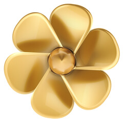 Copper Boat Propeller with 6 Blades, 3D rendering isolated on transparent background