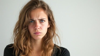 Fototapeta na wymiar Frustrated Young Woman with Furrowed Brow