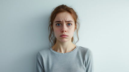 Worried Young Woman with Sad Expression