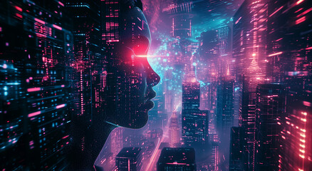 Digital Mind in Neon Metropolis