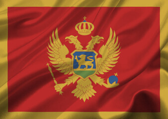 Montenegro flag waving in the wind.