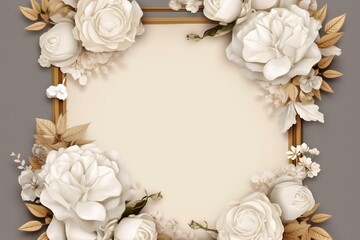 Stylish floral banner adorned with white roses and space for different promotions. Generative AI