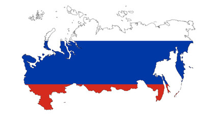 Obraz premium Map of Russia with the flag inside.