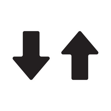 up and down arrows icon vector, Rounded mini arrows, up-down icon. A small two-way black direction symbol.