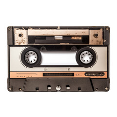 Old audio Cassette Isolated on Transparent and white background. Generative ai