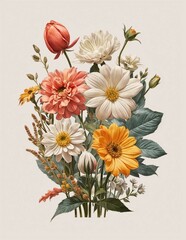 isolated flowers collage