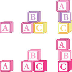 ABC Stacking Kids Blocks Vector Clipart - Girl Themed Colors