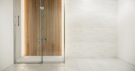 shower in white bathroom modern minimal style.