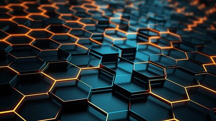 an abstract background with a hexagon network, showcasing the interconnectedness of technology, the modern and dynamic essence of a technological network in visual form. - obrazy, fototapety, plakaty