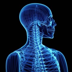 Human Skeleton Blue Chlorine Cervical Spine Later Color AI Generated pictures