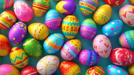 Fototapeta na wymiar Kids Easter Egg Memory Game With Colorful Eggs