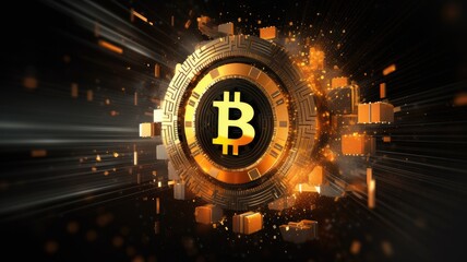 the innovation in digital currency, with abstract symbols forming a composition that exemplifies futuristic design,the transformative potential of digital currencies with a focus on innovation.