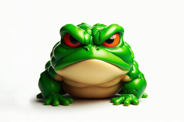 Obraz premium Angry, disgruntled frog on a white background. ai generative