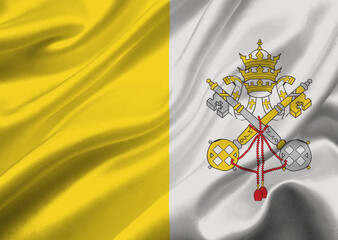 Vatican City flag waving in the wind.