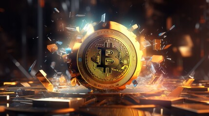 the innovation in digital currency, with abstract symbols forming a composition that exemplifies futuristic design,the transformative potential of digital currencies with a focus on innovation.