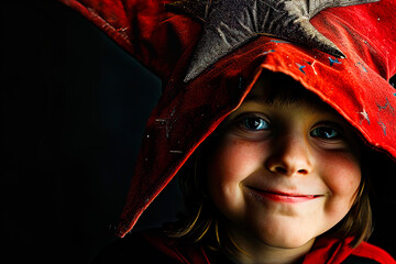portrait of a smiling kid in a star costume