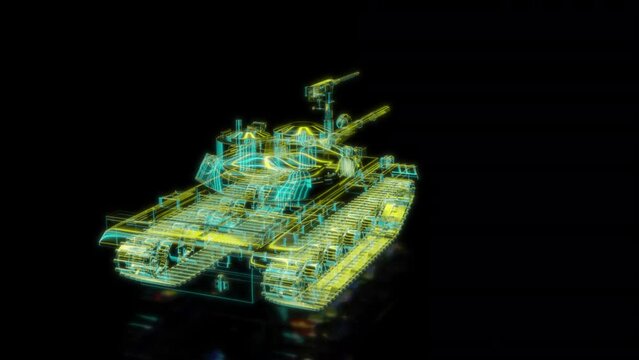 Rendering 3D animation, VISUAL EFFECTS Tank t55 model on a black background