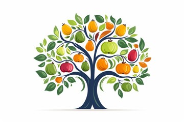 Obraz premium Fruit tree icon logo on white background