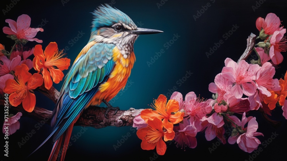 Poster cuckoo resting on a tree branch amidst nature's harmony - ai-generative