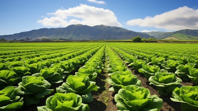 Green vegetable crop row lettuce agriculture field wallpaper HD Image